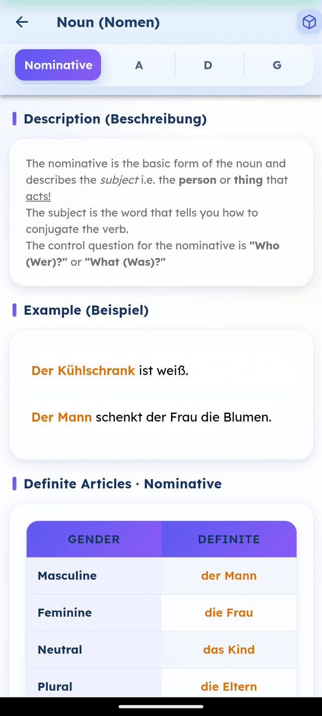 Noun cases with examples