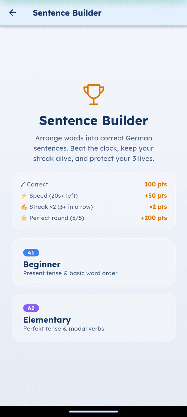 Sentence builder game