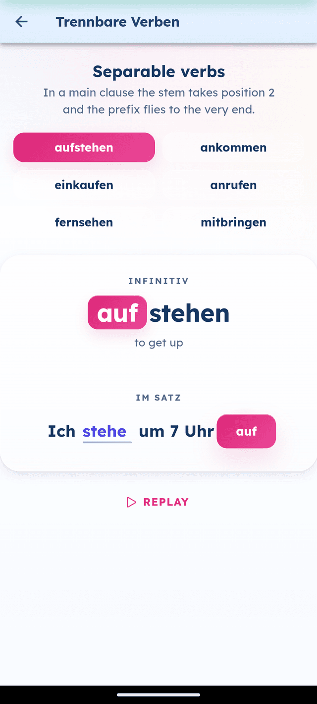 Separable verbs