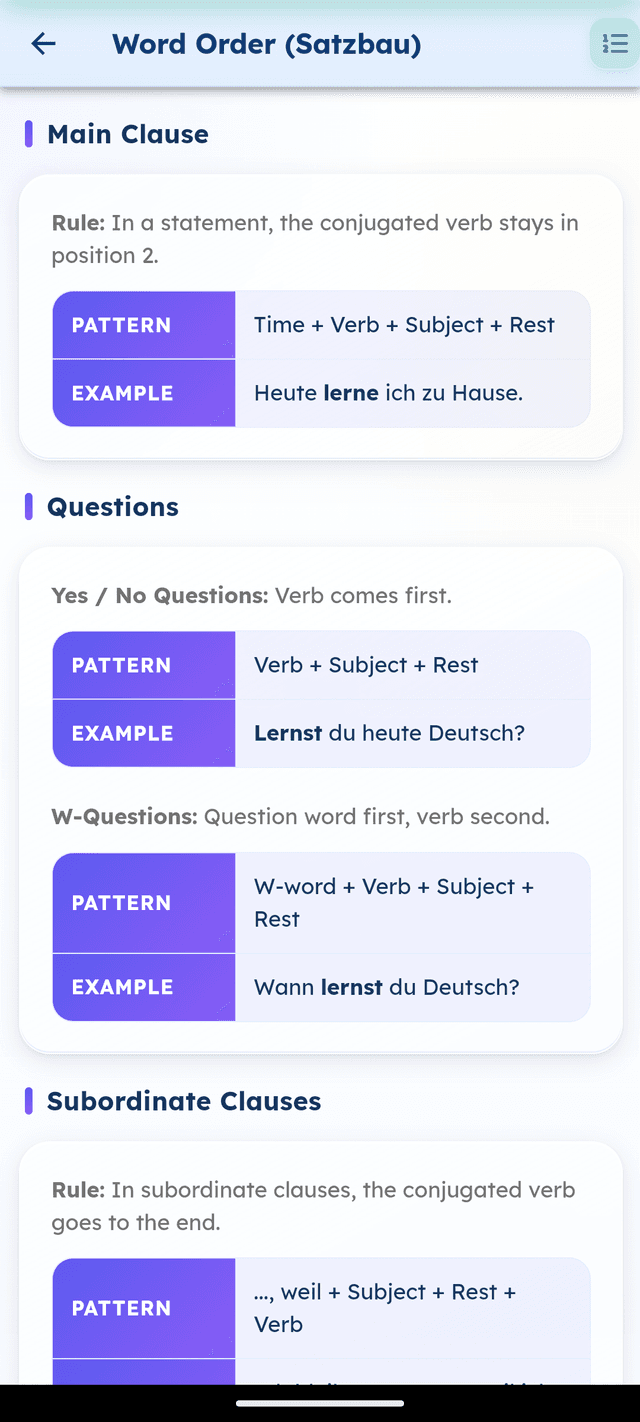 Word order rules